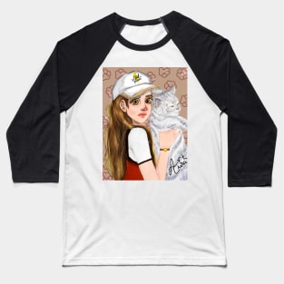 Girl and cat 😻 Baseball T-Shirt